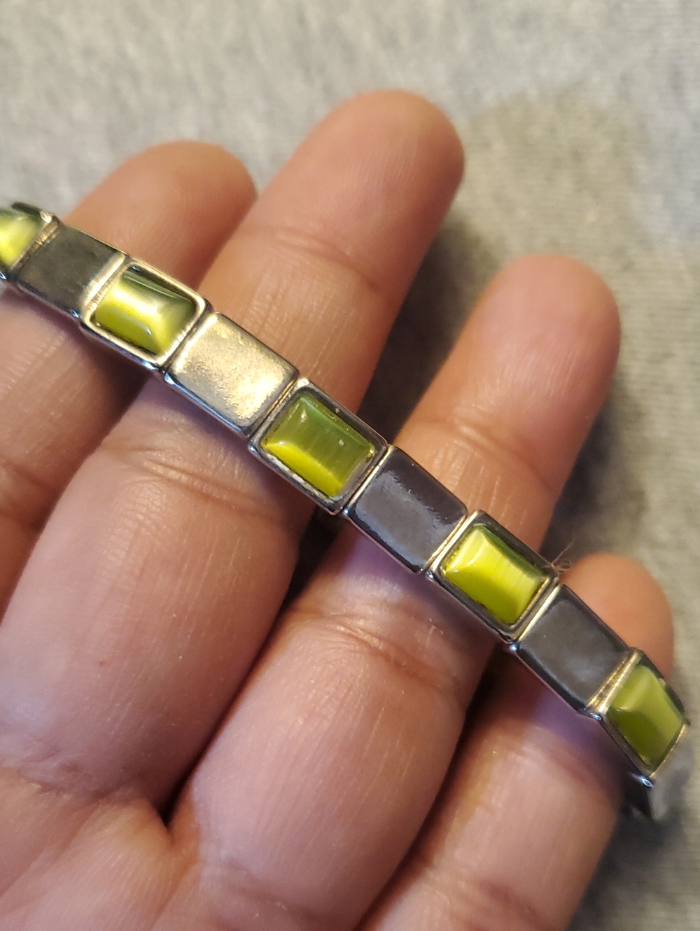Chartreuse-Green Tile Stretch Bracelet - Unbranded Women’s Jewelry